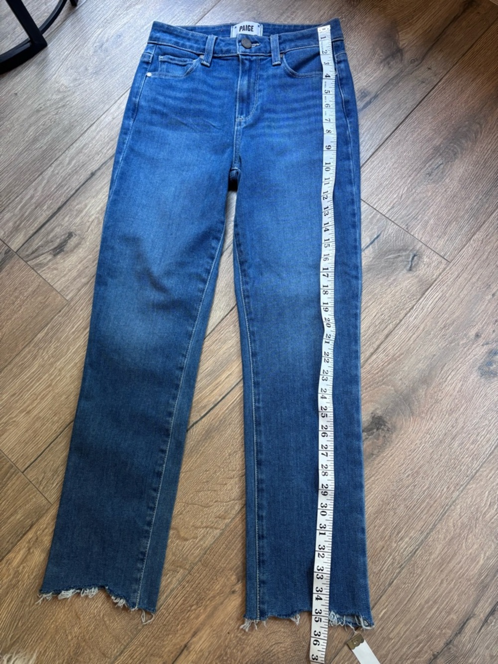PAIGE Hoxton Slim Crop Jeans 25 High Rise Raw Hem Medium Wash - Picture 12 of 15